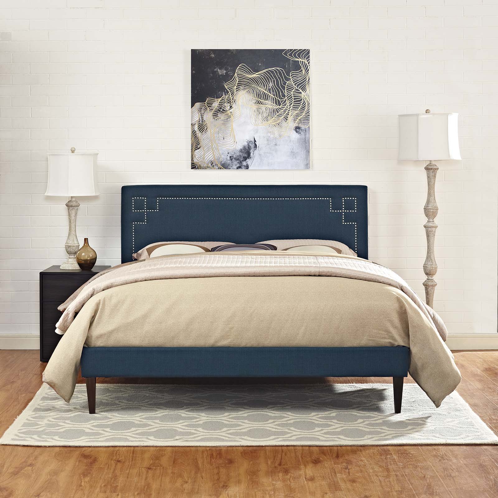 Ruthie King Fabric Platform Bed with Squared Tapered Legs By Modway - MOD-5941 | Beds | Modishstore