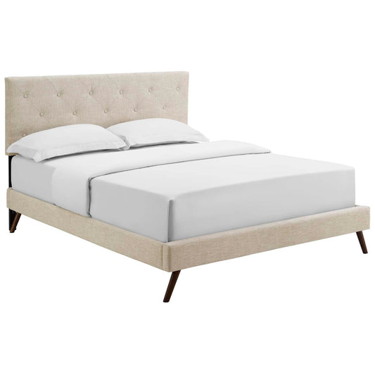 Tarah Queen Fabric Platform Bed with Round Splayed Legs By Modway - MOD-5979 | Beds | Modishstore