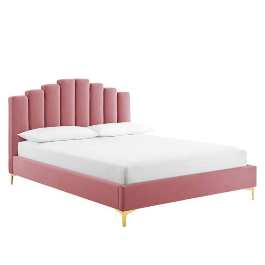 Modway Olivia Queen Performance Velvet Platform Bed | Beds | Modishstore