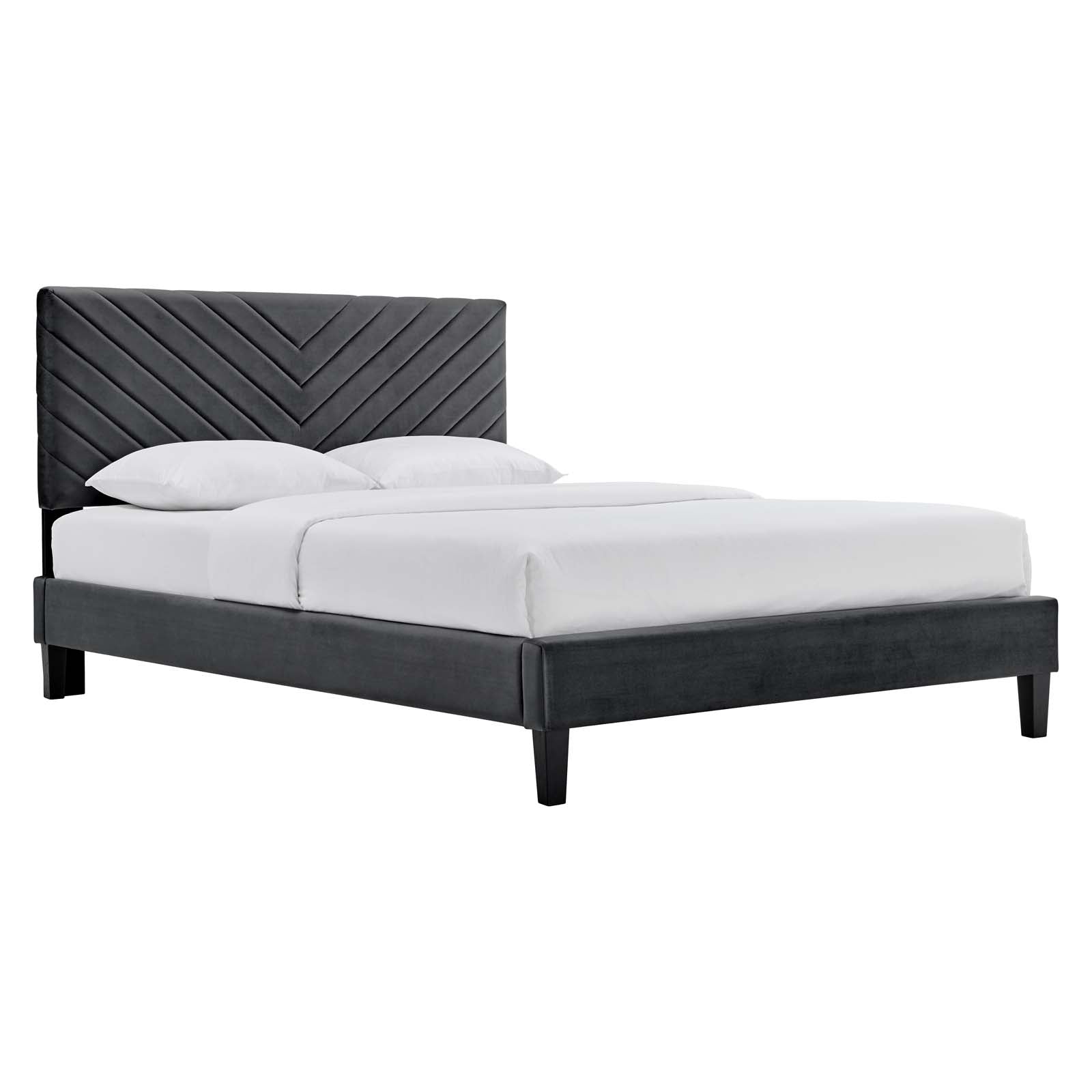 Roxanne Performance Velvet Queen Platform Bed By Modway - MOD-6285-CHA | Beds |  Modishstore