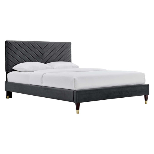 Roxanne Performance Velvet Queen Platform Bed By Modway - MOD-6286-CHA | Beds |  Modishstore