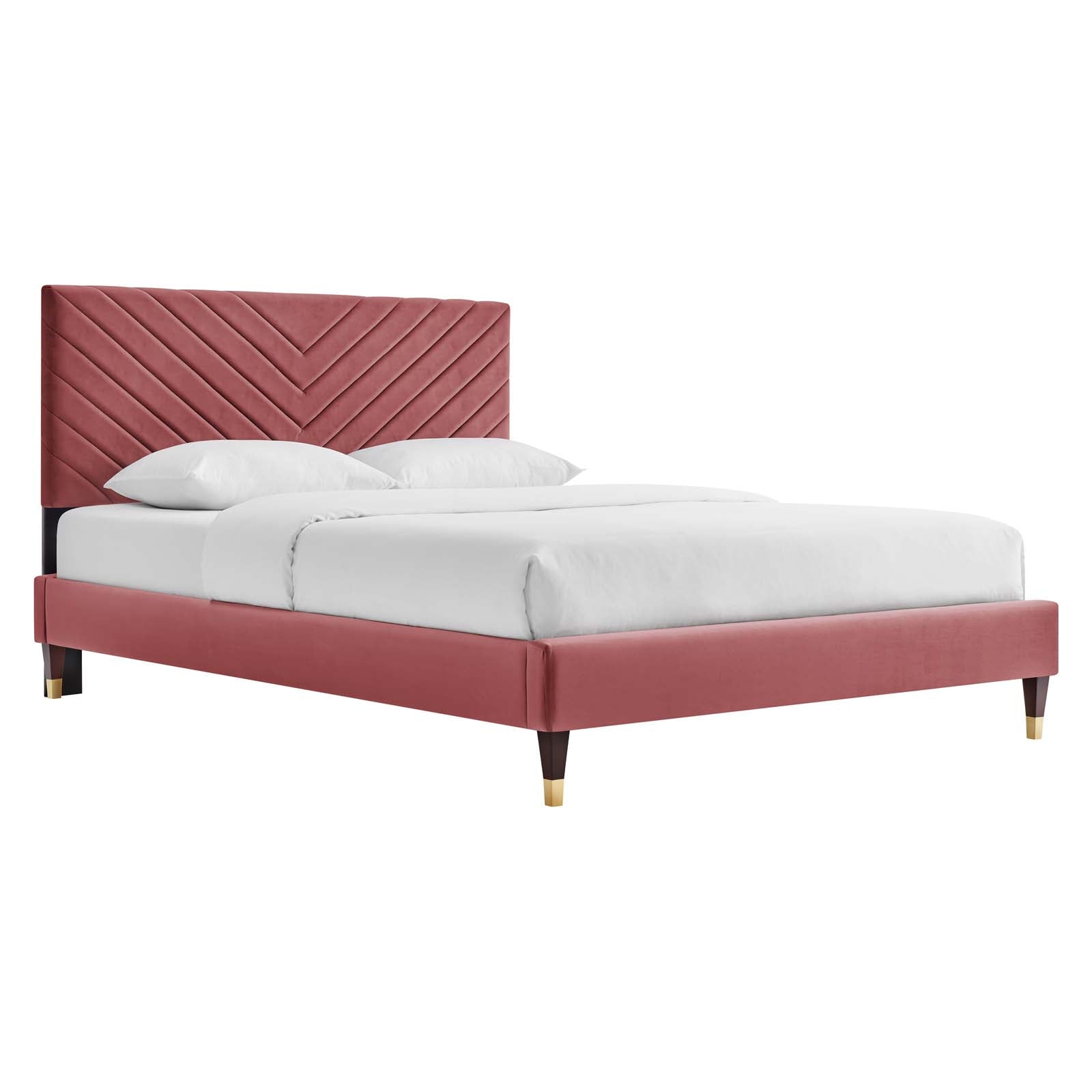 Roxanne Performance Velvet Queen Platform Bed By Modway - MOD-6286-CHA | Beds |  Modishstore - 2