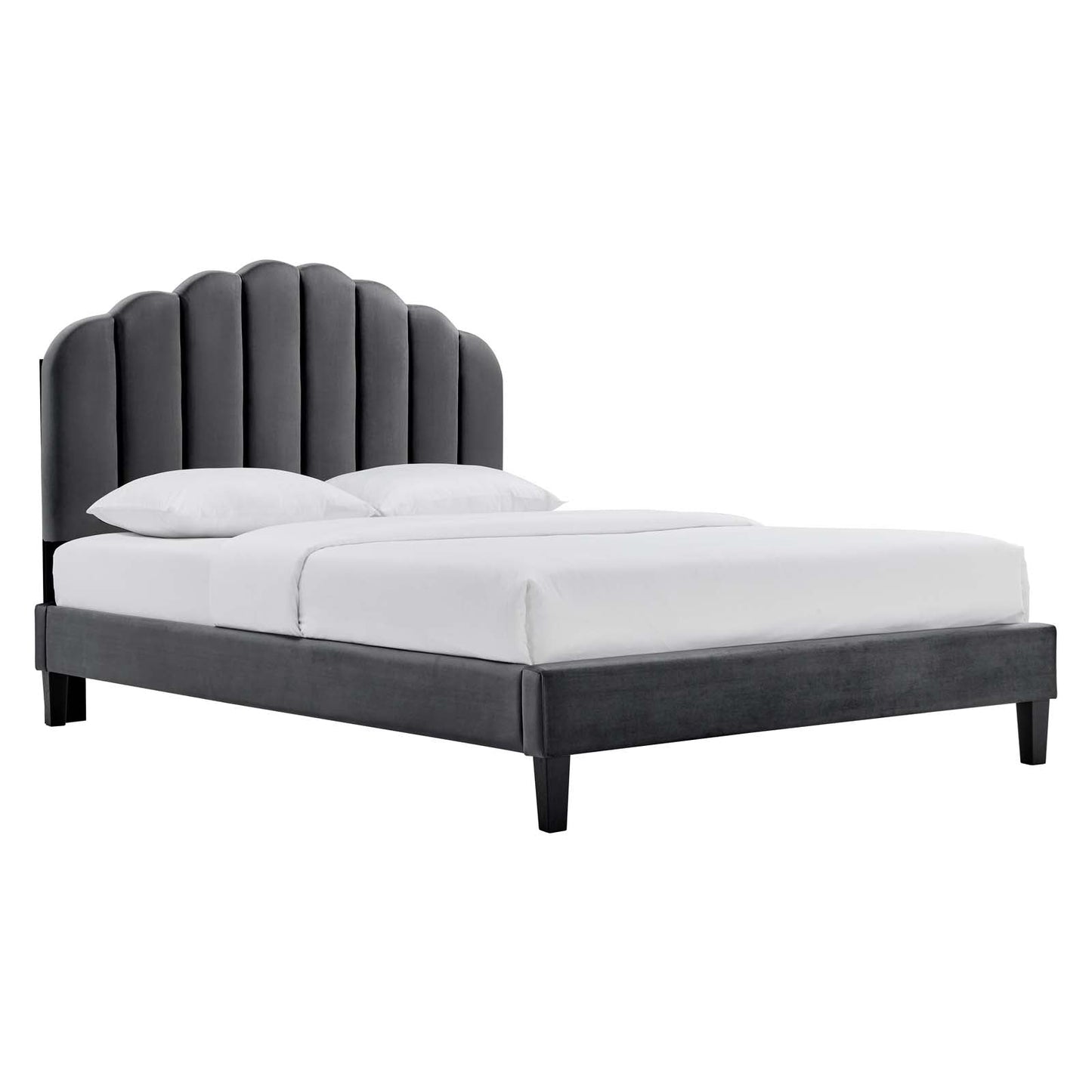 Daisy Performance Velvet Queen Platform Bed By Modway - MOD-6287-CHA | Beds |  Modishstore
