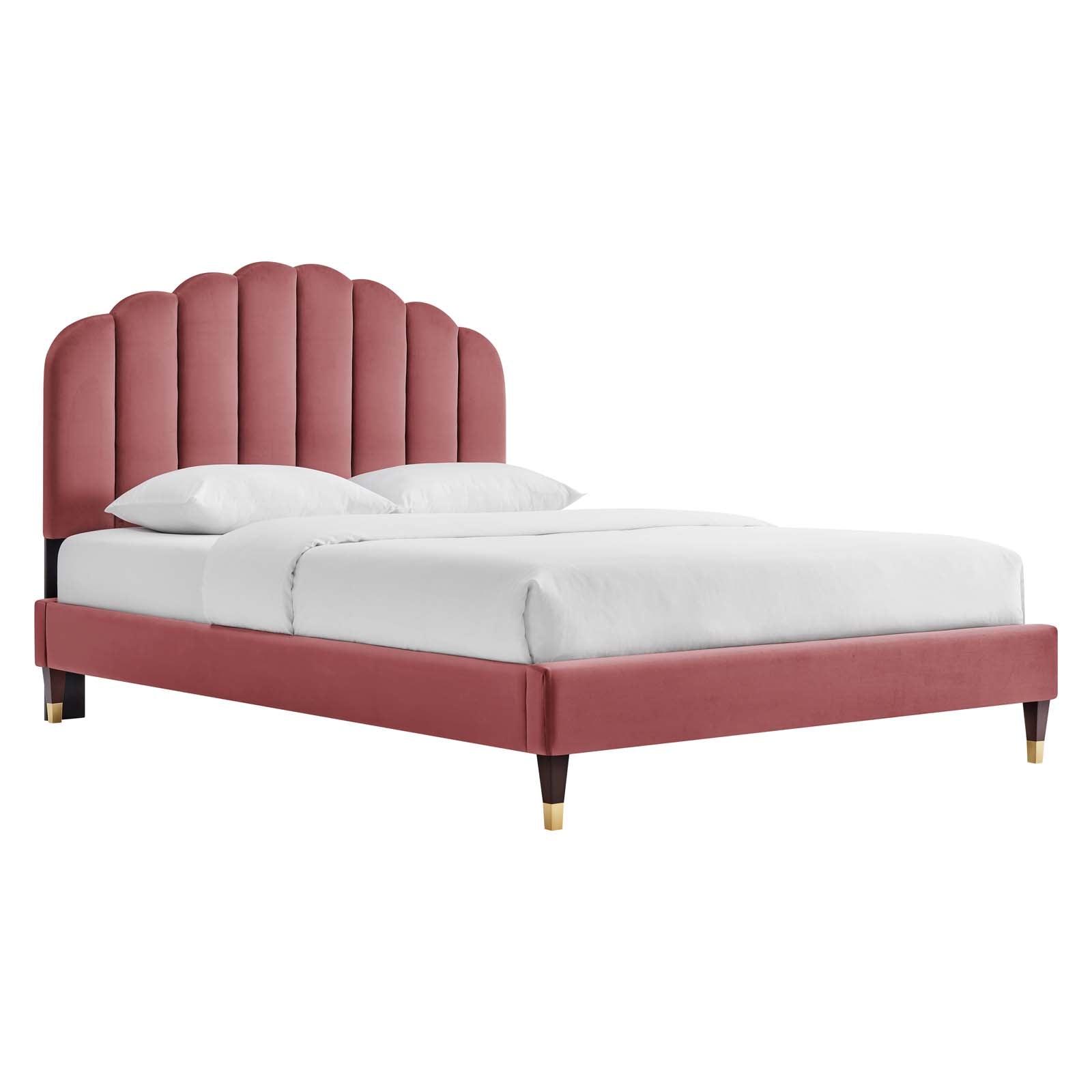 Daisy Performance Velvet Queen Platform Bed By Modway - MOD-6288-CHA | Beds |  Modishstore - 2