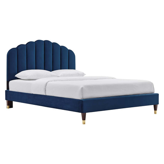 Daisy Performance Velvet Queen Platform Bed By Modway - MOD-6288-CHA | Beds |  Modishstore - 5