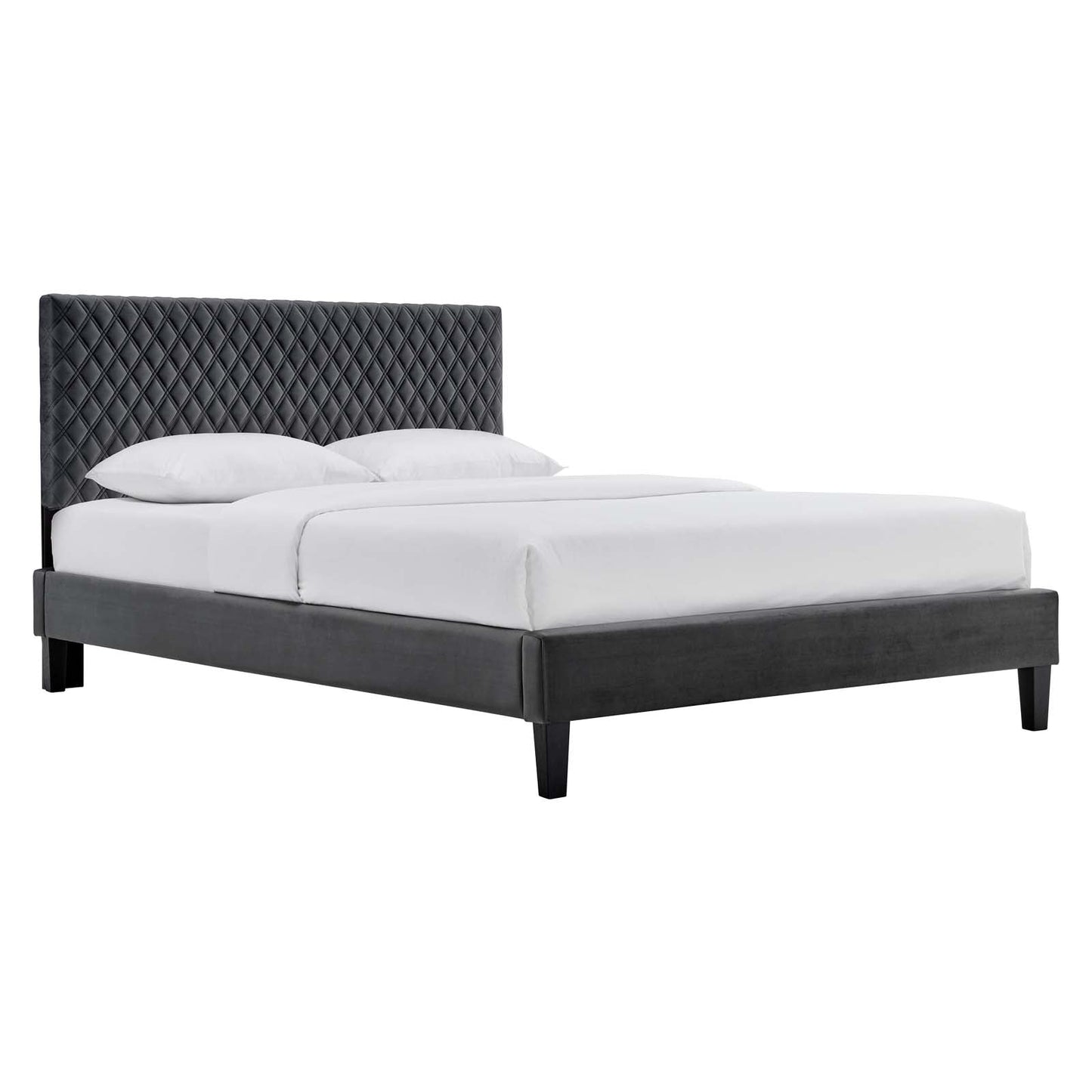 Garcelle Performance Velvet Queen Platform Bed By Modway - MOD-6289-CHA | Beds |  Modishstore