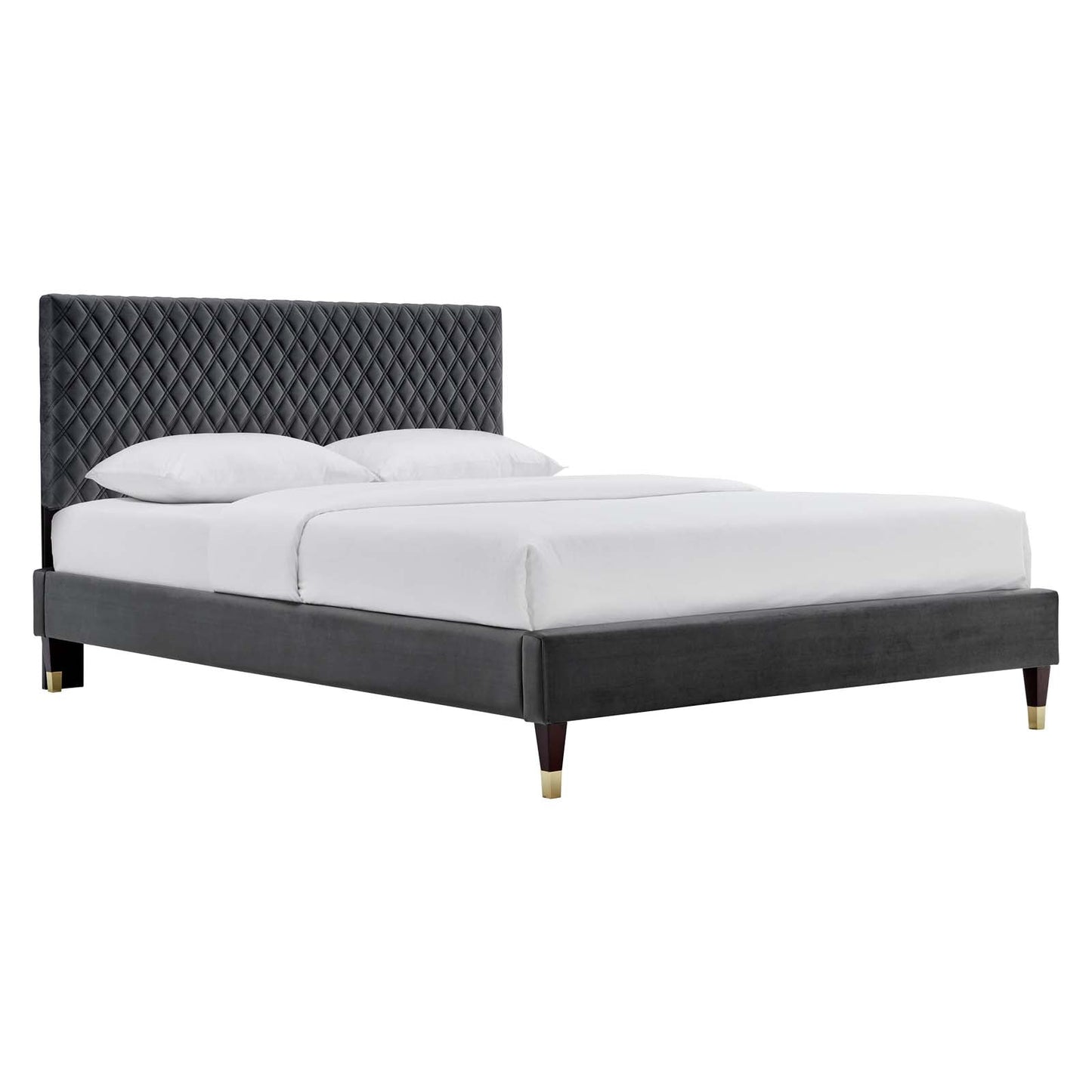 Garcelle Performance Velvet Queen Platform Bed By Modway - MOD-6290-CHA | Beds |  Modishstore