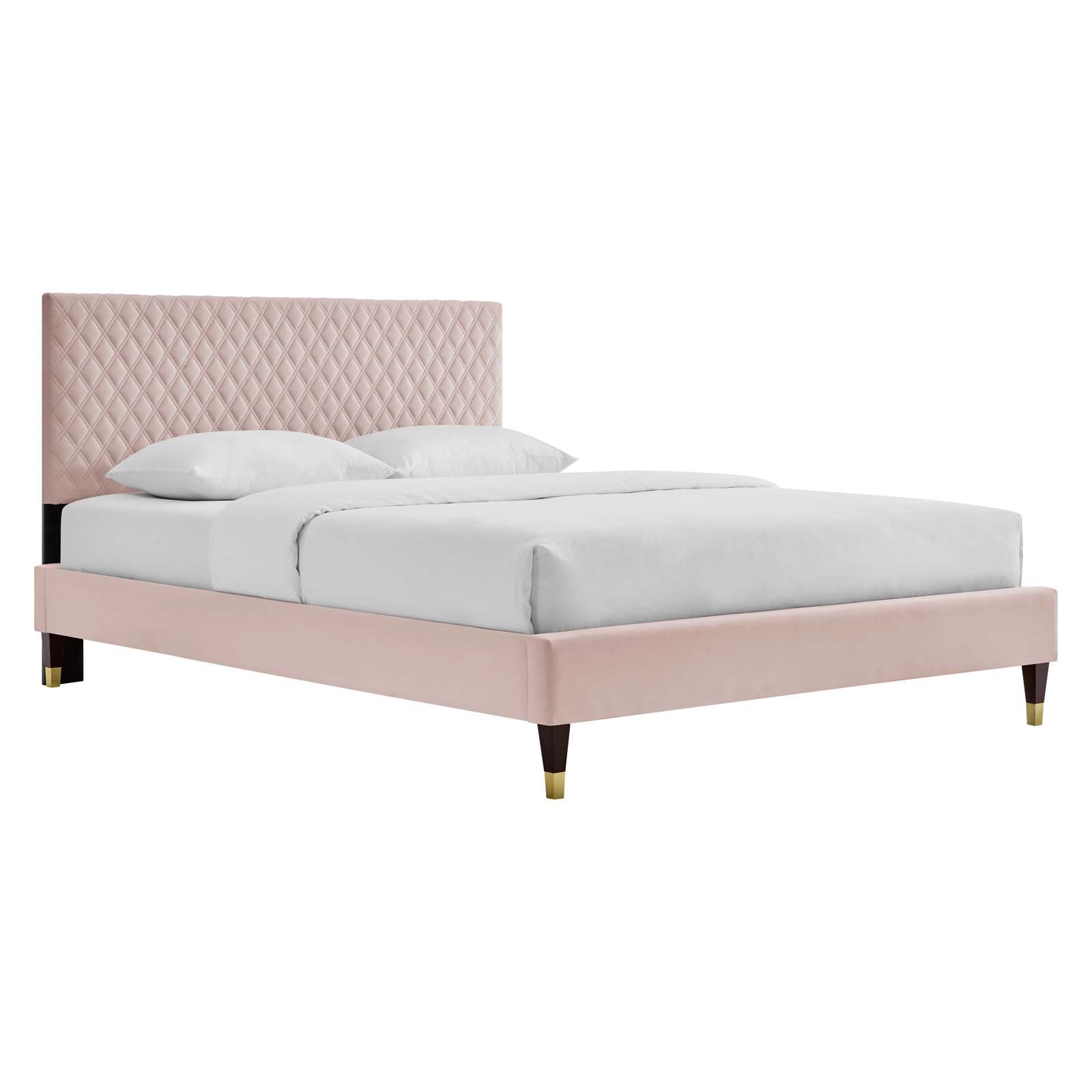 Garcelle Performance Velvet Queen Platform Bed By Modway - MOD-6290-CHA | Beds |  Modishstore - 6