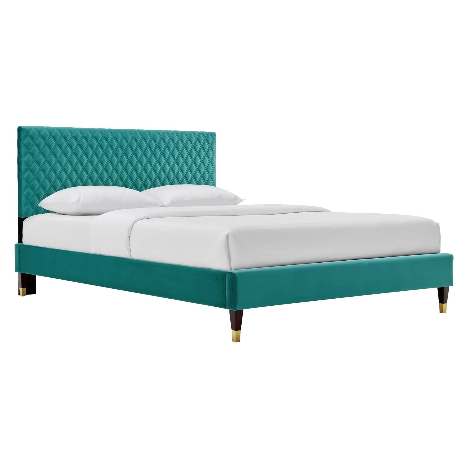 Garcelle Performance Velvet Queen Platform Bed By Modway - MOD-6290-CHA | Beds |  Modishstore - 7