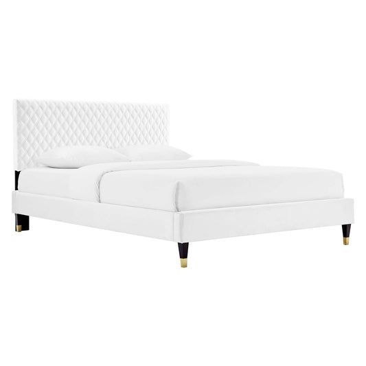 Garcelle Performance Velvet Queen Platform Bed By Modway - MOD-6290-CHA | Beds |  Modishstore - 8