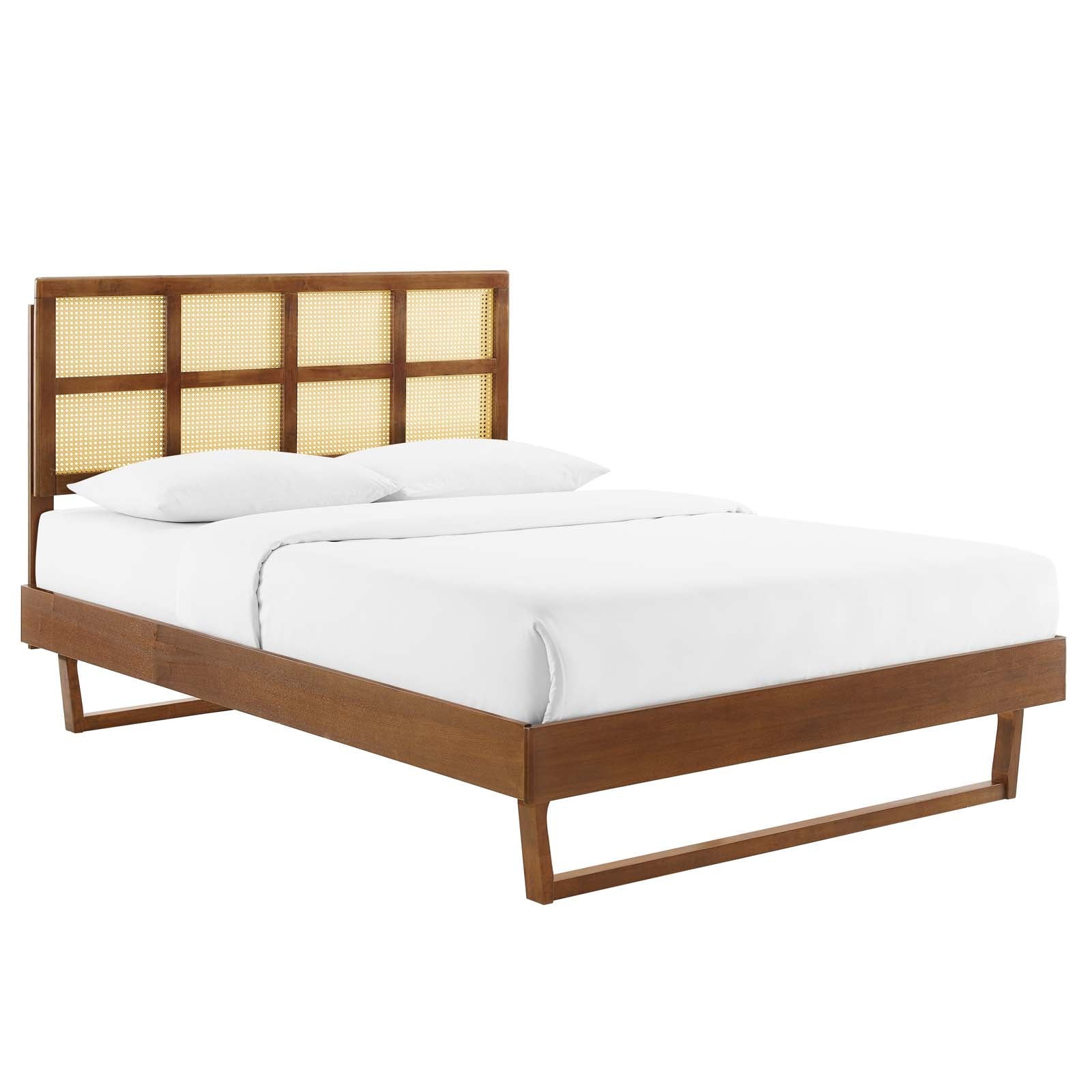 Sidney Cane and Wood Queen Platform Bed With Angular Legs By Modway | Beds | Modishstore-3