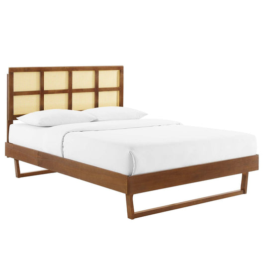 Sidney Cane and Wood Queen Platform Bed With Angular Legs By Modway | Beds | Modishstore-3