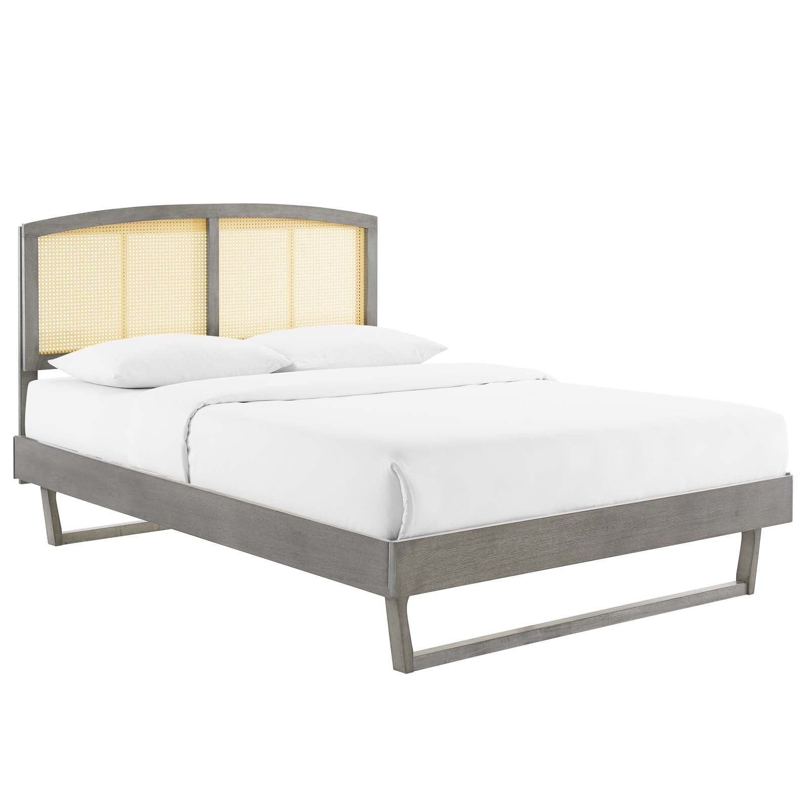Sierra Cane and Wood Queen Platform Bed With Angular Legs By Modway | Beds | Modishstore