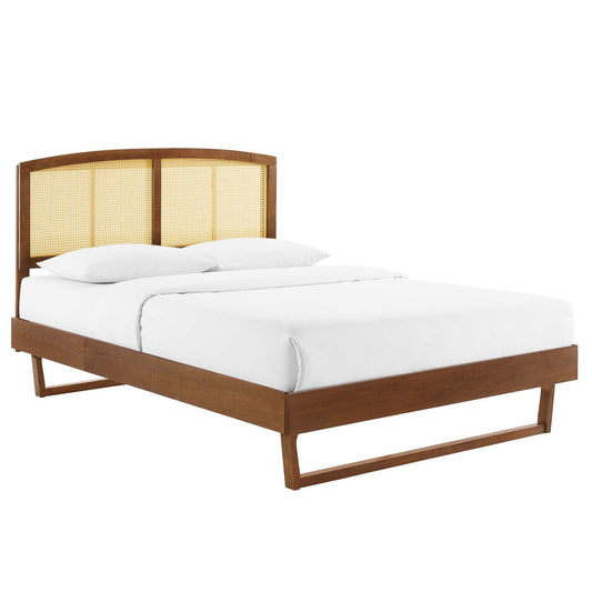 Sierra Cane and Wood Queen Platform Bed With Angular Legs By Modway | Beds | Modishstore-3