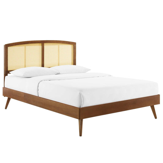 Sierra Cane and Wood Queen Platform Bed With Splayed Legs By Modway | Beds | Modishstore-3