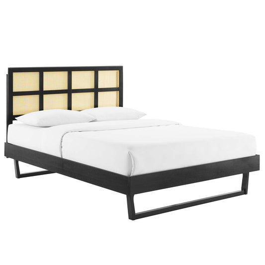 Sidney Cane and Wood King Platform Bed With Angular Legs By Modway | Beds | Modishstore-8