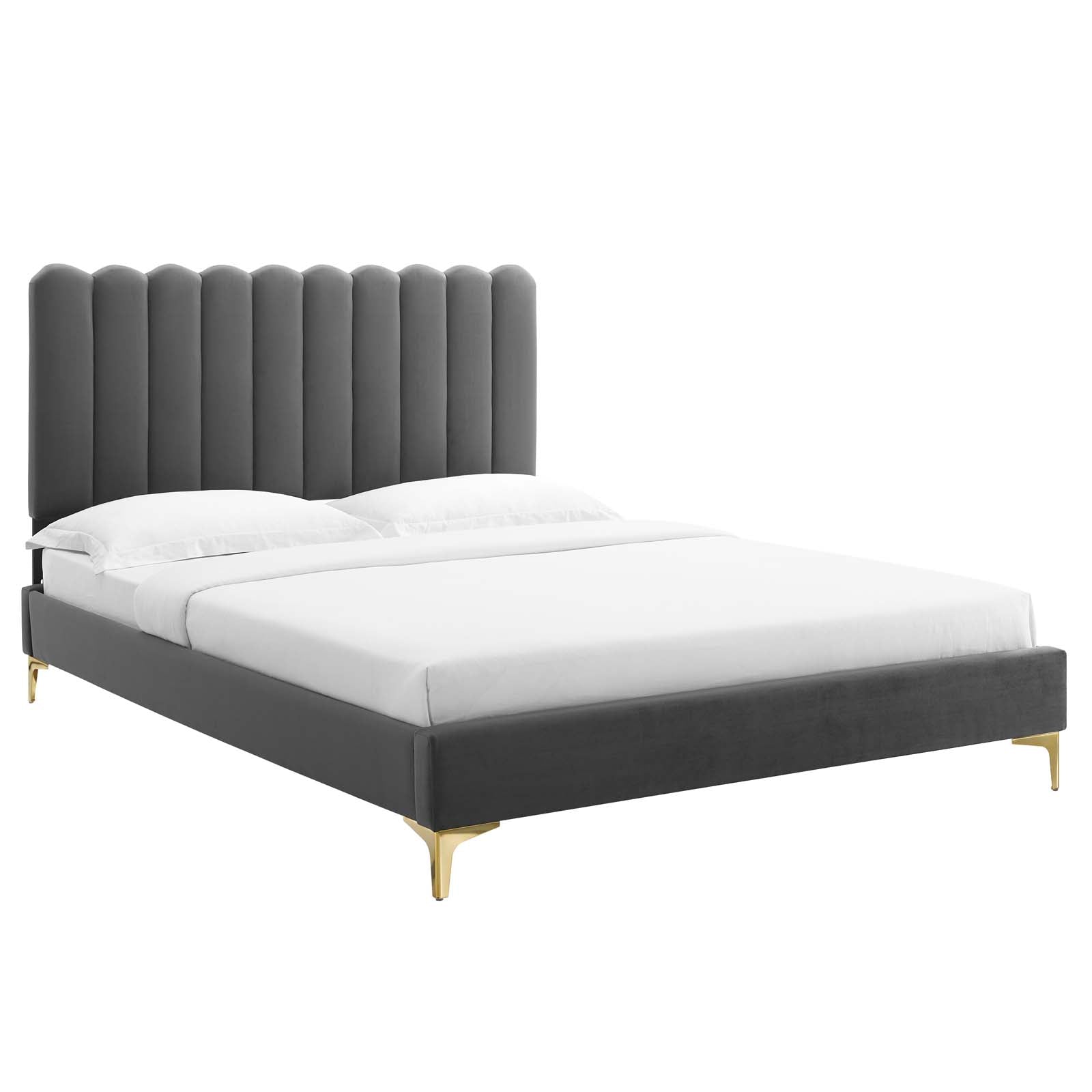 Reagan Queen Performance Velvet Platform Bed By Modway - MOD-6586 | Beds | Modishstore