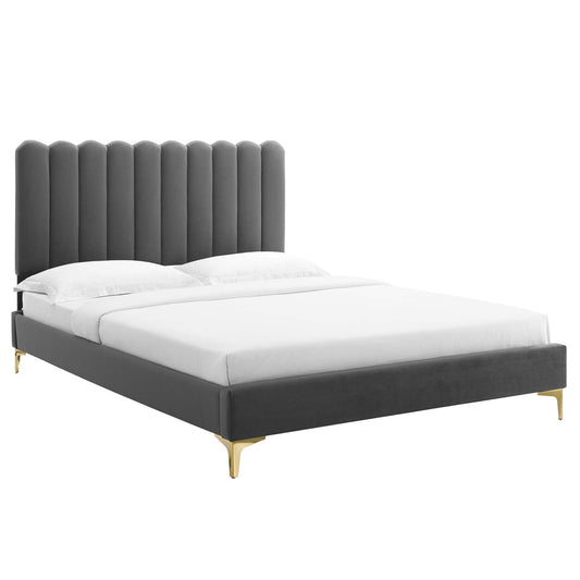 Reagan Queen Performance Velvet Platform Bed By Modway - MOD-6586 | Beds | Modishstore