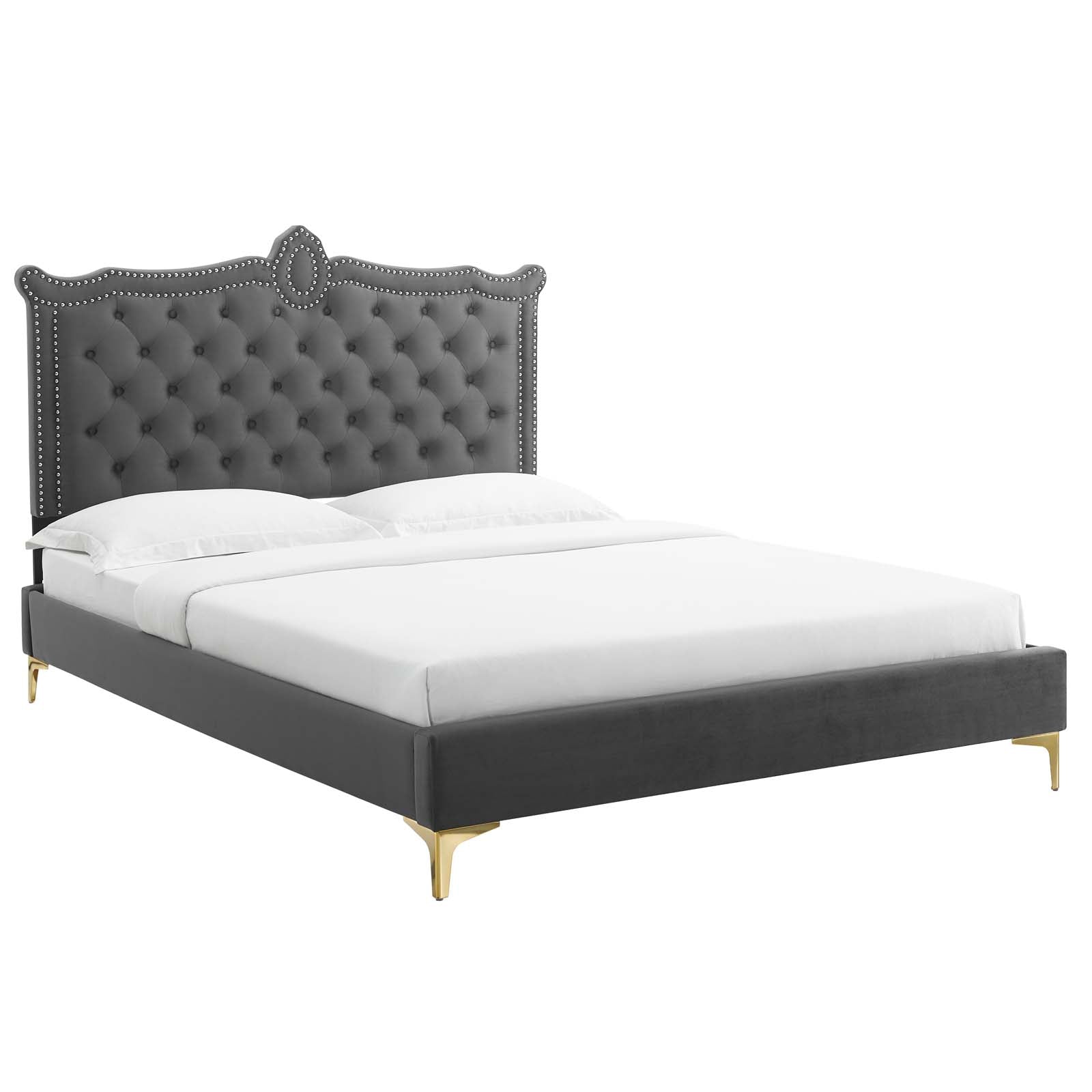 Clara Performance Velvet Queen Platform Bed By Modway - MOD-6592-CHA | Beds |  Modishstore