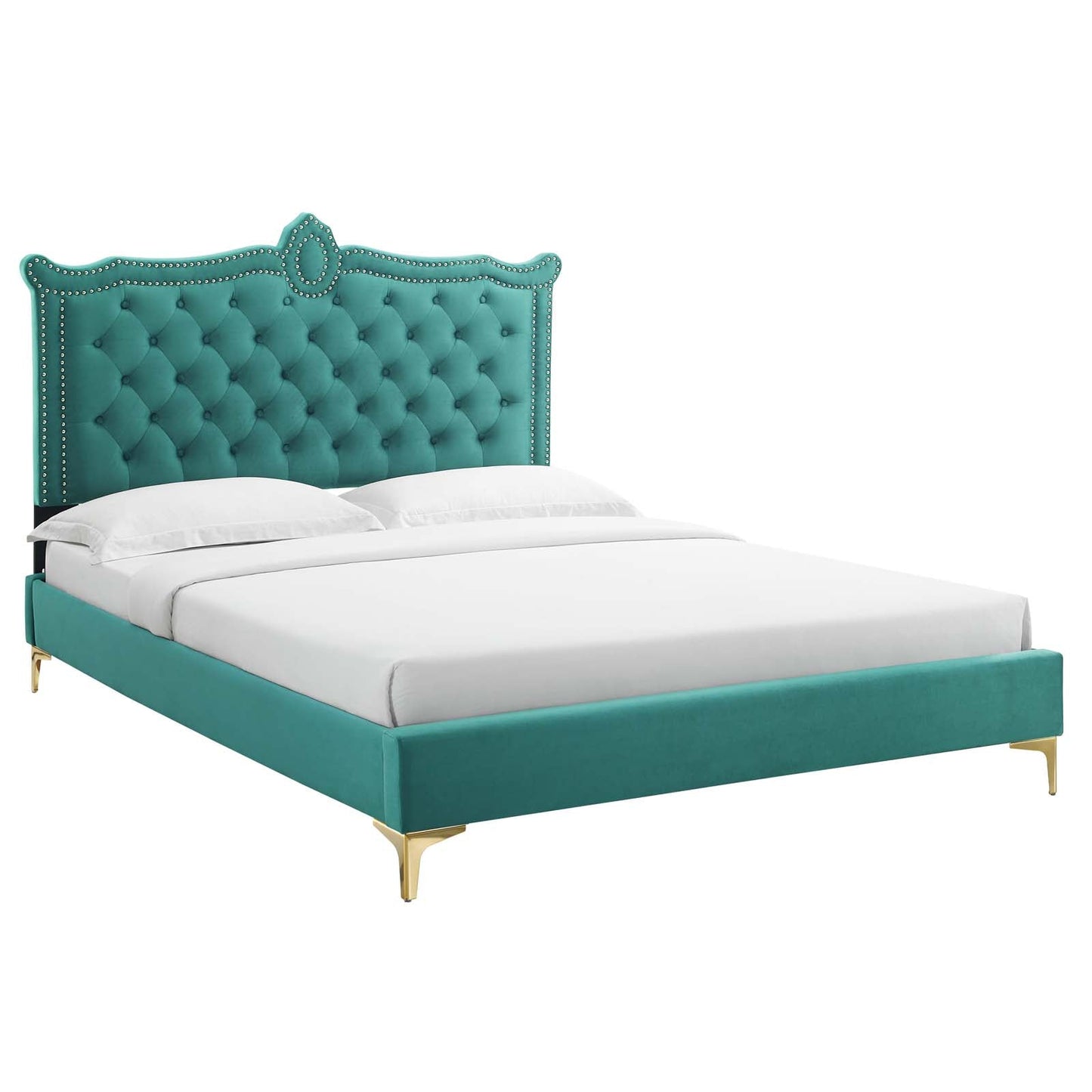 Clara Performance Velvet Queen Platform Bed By Modway - MOD-6592-CHA | Beds |  Modishstore - 7