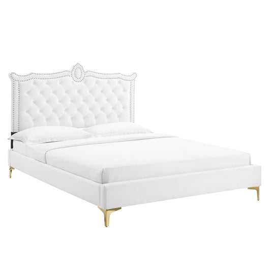 Clara Performance Velvet Queen Platform Bed By Modway - MOD-6592-CHA | Beds |  Modishstore - 8