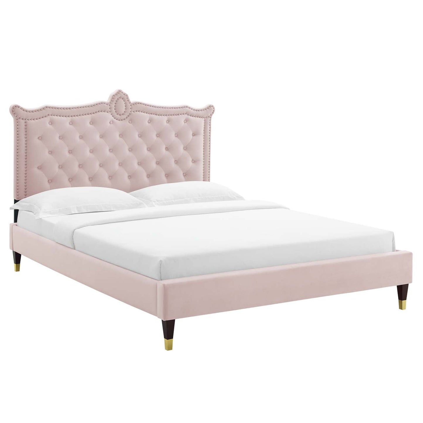 Clara Performance Velvet Queen Platform Bed By Modway - MOD-6593-CHA | Beds |  Modishstore - 6