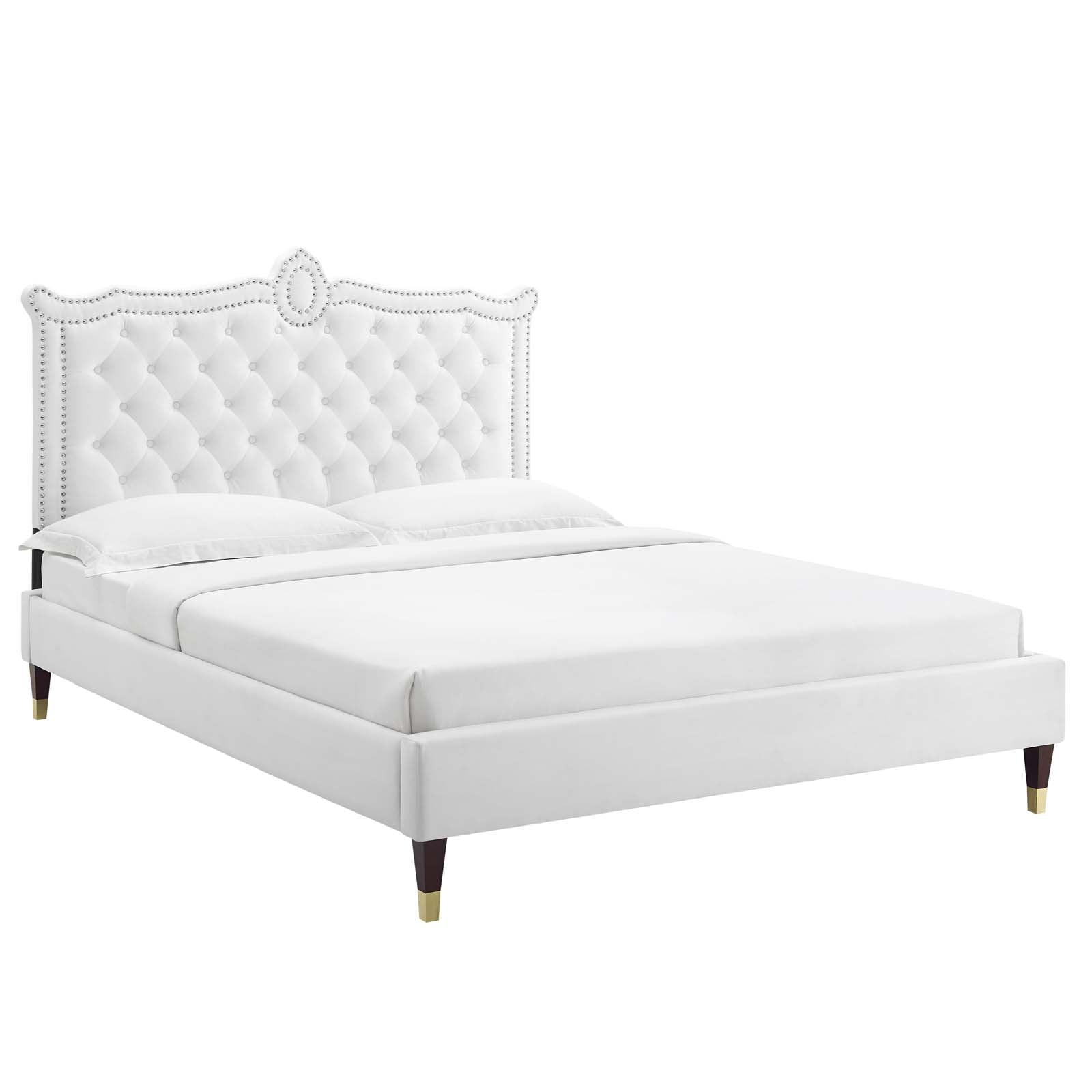 Clara Performance Velvet Queen Platform Bed By Modway - MOD-6593-CHA | Beds |  Modishstore - 8