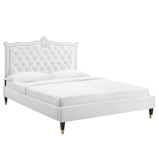 Clara Performance Velvet Queen Platform Bed By Modway - MOD-6593-CHA | Beds |  Modishstore - 8