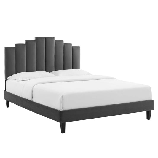 Modway Elise Queen Performance Velvet Platform Bed | Beds