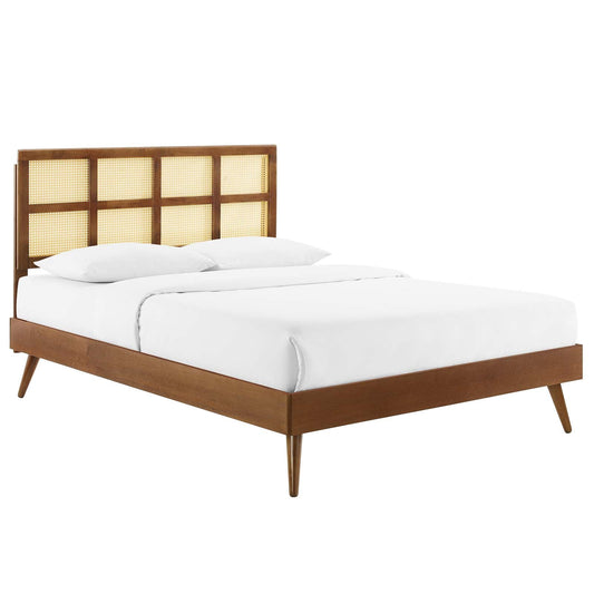 Sidney Cane and Wood King Platform Bed With Splayed Legs By Modway | Beds | Modishstore-2