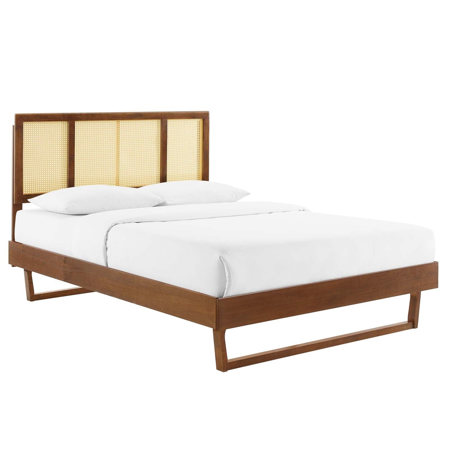 Kelsea Cane and Wood Full Platform Bed With Angular Legs By Modway | Beds | 