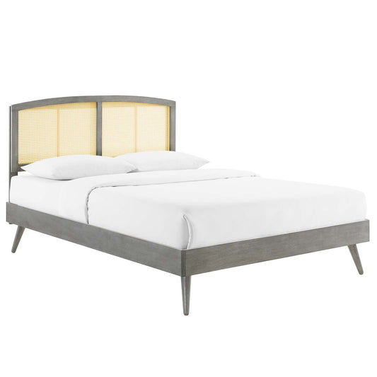 Sierra Cane and Wood Full Platform Bed With Splayed Legs By Modway | Beds | Modishstore-2