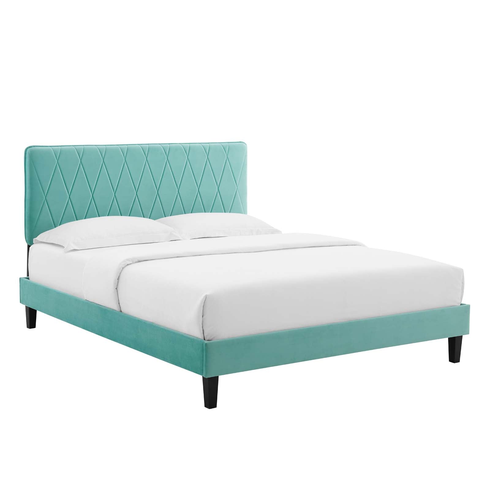 Modway Phillipa Performance Velvet Queen Platform Bed | Beds | Modishstore-4