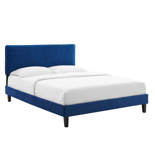 Modway Phillipa Performance Velvet Queen Platform Bed | Beds | Modishstore-5