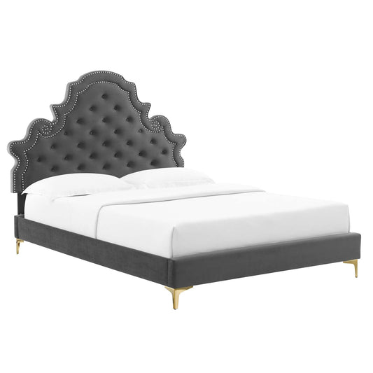Modway Gwyneth Tufted Performance Velvet Queen Platform Bed | Beds