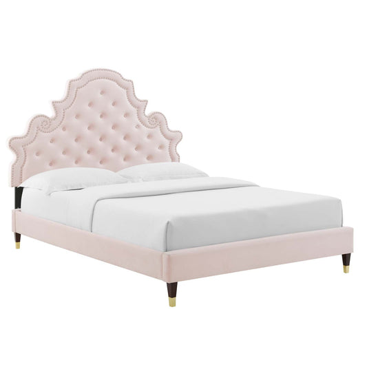 Modway Gwyneth Tufted Performance Velvet Queen Platform Bed | Beds | Modishstore-6