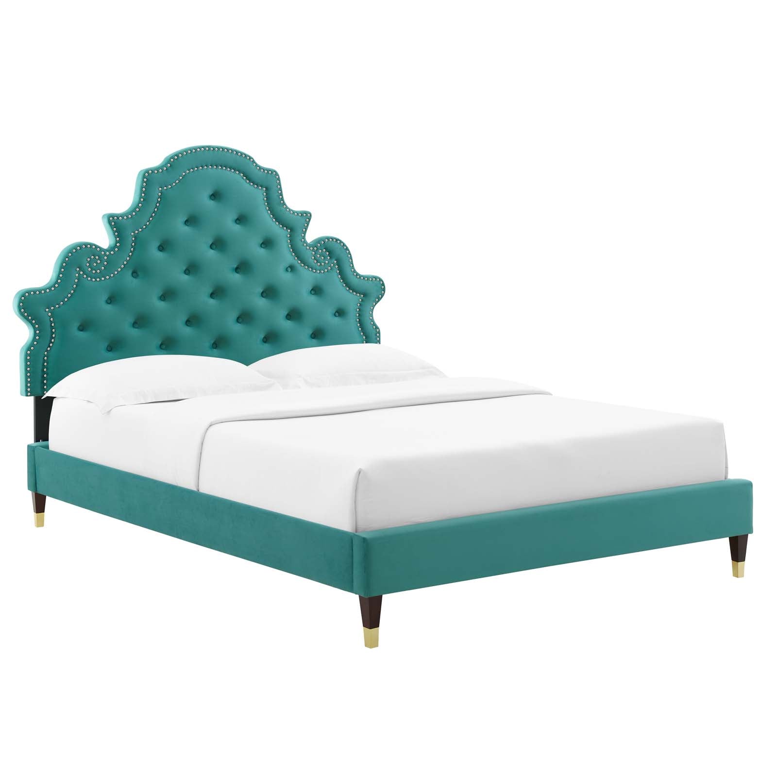 Modway Gwyneth Tufted Performance Velvet Queen Platform Bed | Beds | Modishstore-7