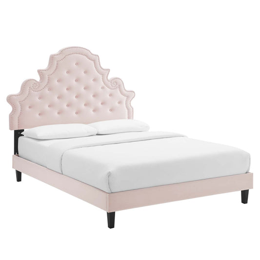 Modway Gwyneth Tufted Performance Velvet Queen Platform Bed | Beds | Modishstore-6