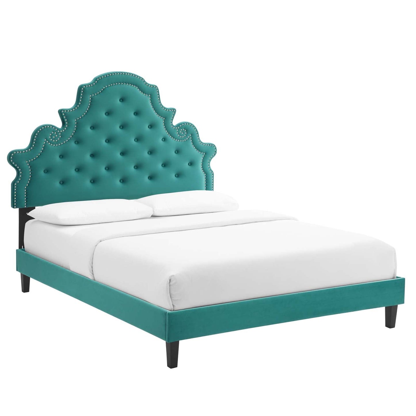 Modway Gwyneth Tufted Performance Velvet Queen Platform Bed | Beds | Modishstore-7