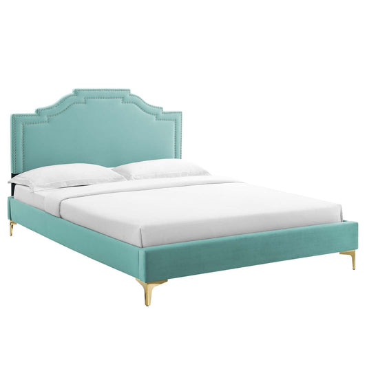 Adelaide Performance Velvet Twin Platform Bed By Modway - MOD-6850 | Beds - 4