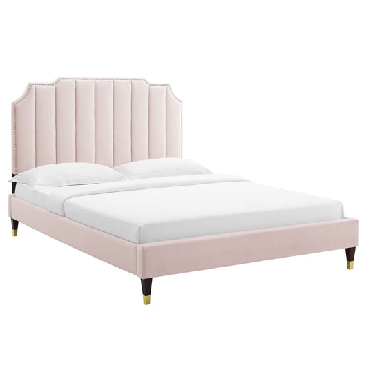 Colette Full Performance Velvet Platform Bed By Modway - MOD-6889 | Beds - 6