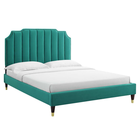 Colette Full Performance Velvet Platform Bed By Modway - MOD-6889 | Beds - 7
