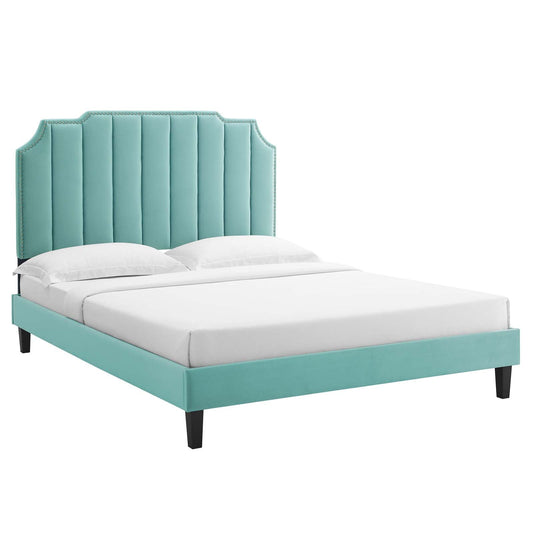 Colette Full Performance Velvet Platform Bed By Modway - MOD-6890 | Beds - 4