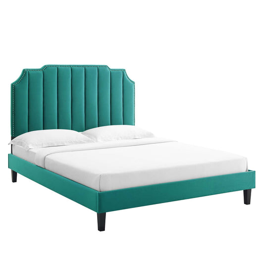 Colette Full Performance Velvet Platform Bed By Modway - MOD-6890 | Beds - 7