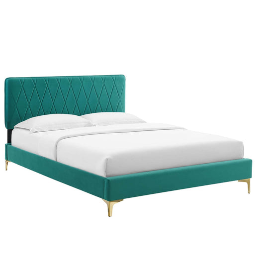 Modway Phillipa Performance Velvet Twin Platform Bed | Beds | Modishstore-7