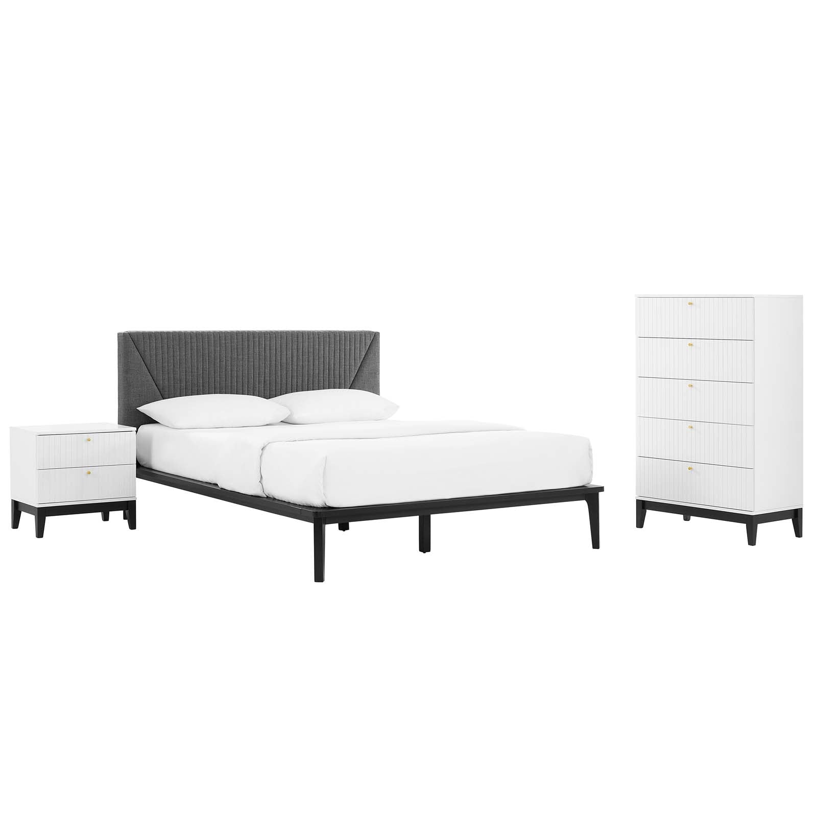 Dakota 3 Piece Upholstered Bedroom Set By Modway - MOD-6962 | Bedroom Sets - 2