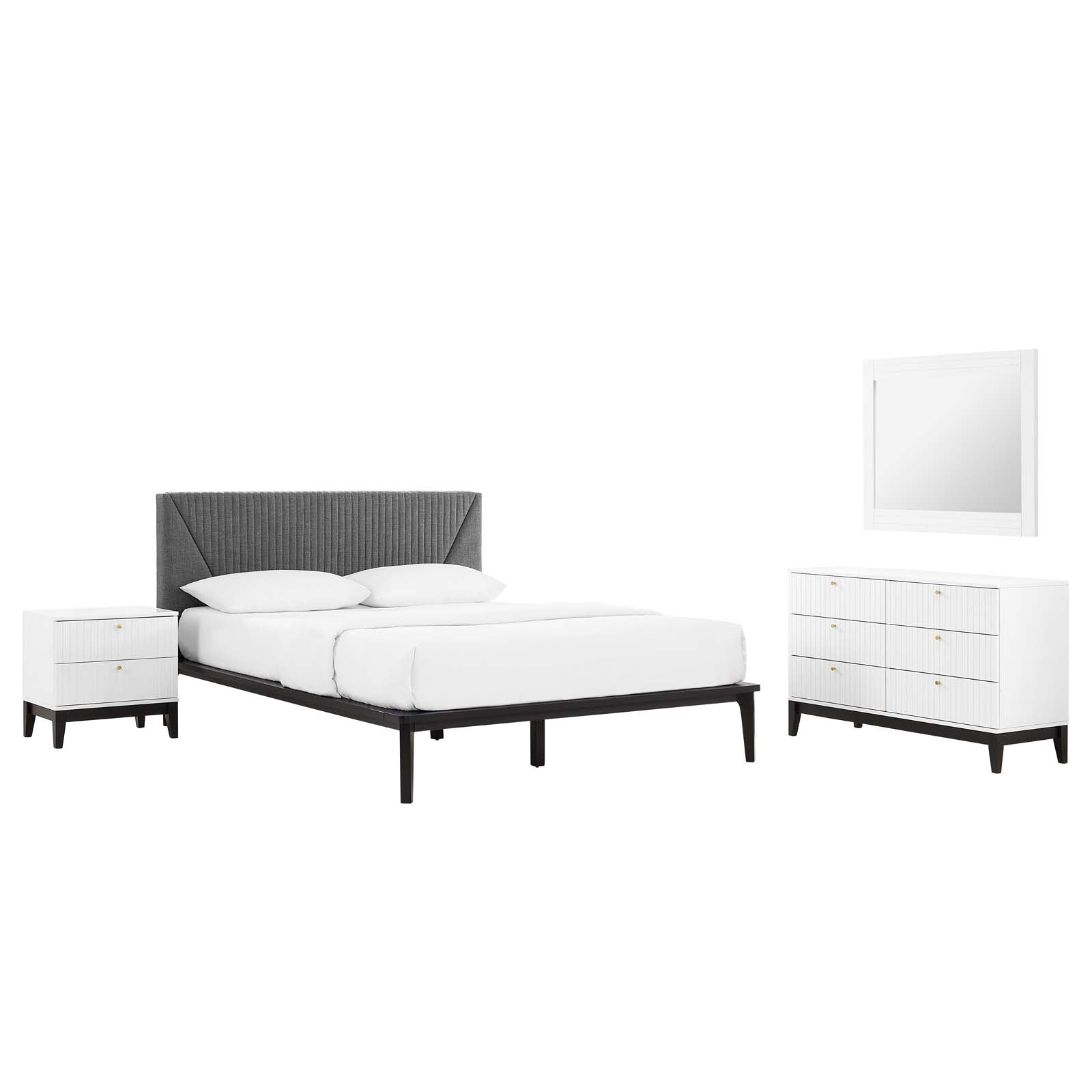 Dakota 4 Piece Upholstered Bedroom Set By Modway | Bedroom Sets - 2