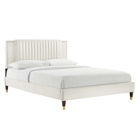Zahra Channel Tufted Performance Velvet Queen Platform Bed By Modway - MOD-6970 | Beds | Modishstore - 4