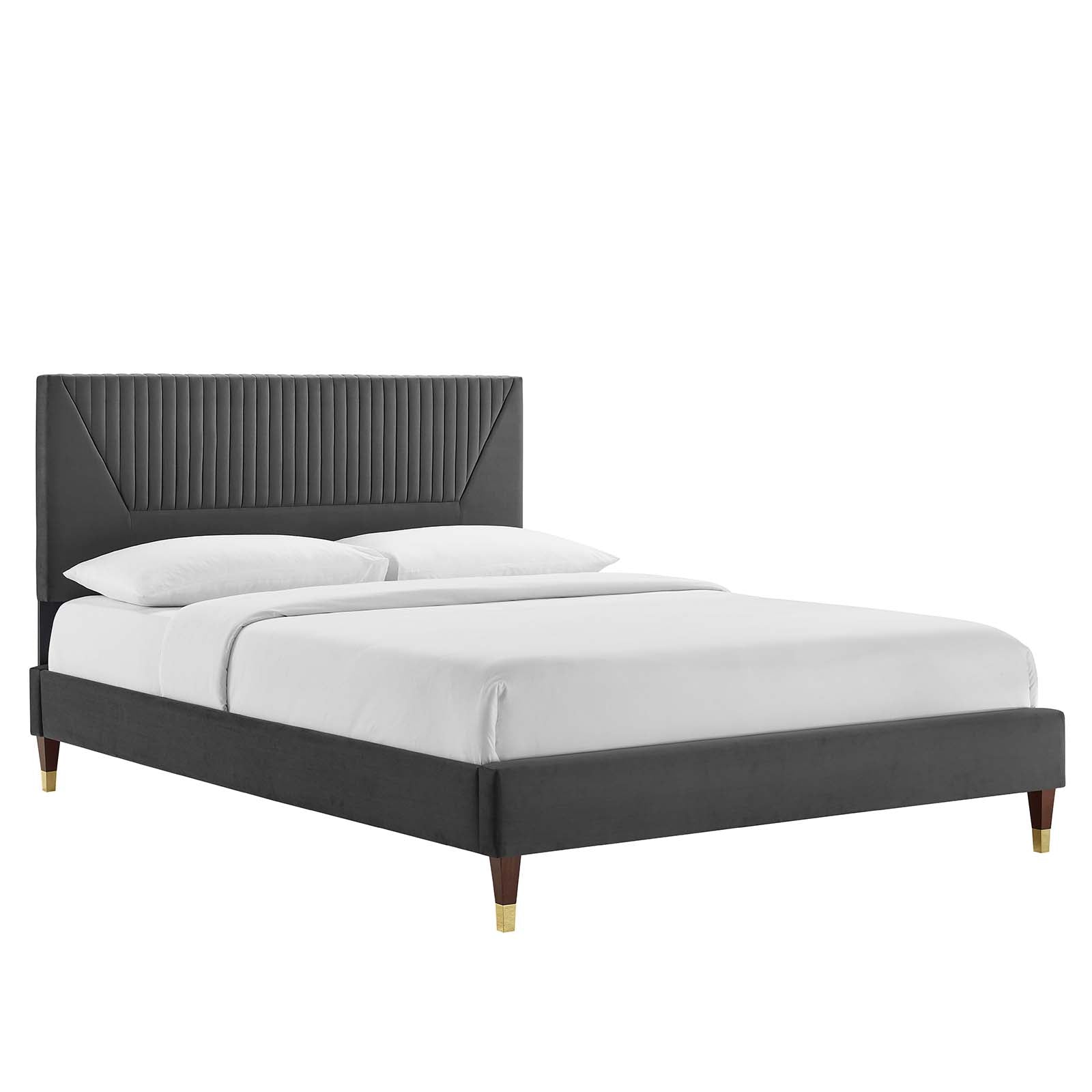 Yasmine Channel Tufted Performance Velvet Queen Platform Bed By Modway - MOD-6972 | Beds | Modishstore