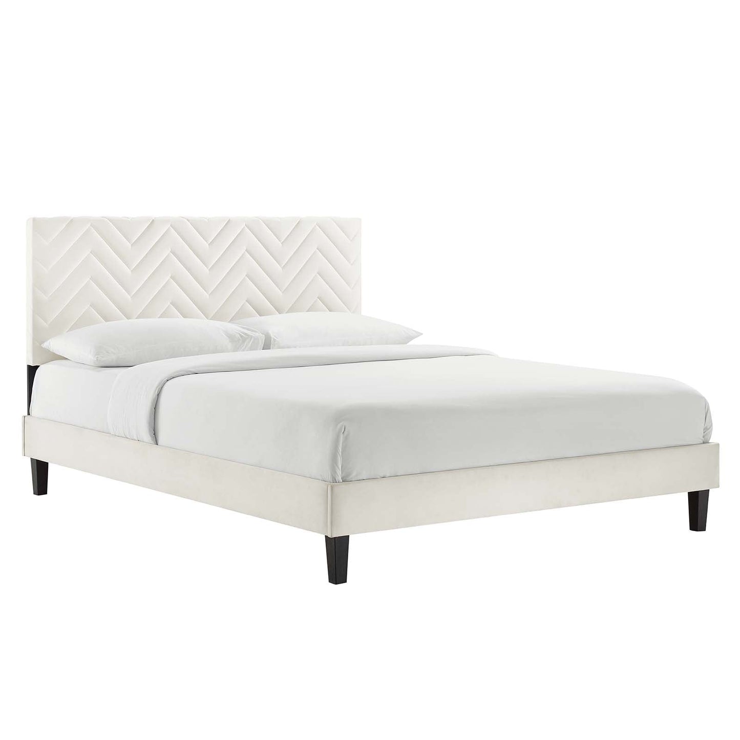 Leah Chevron Tufted Performance Velvet Queen Platform Bed By Modway - MOD-6973 | Beds - 4